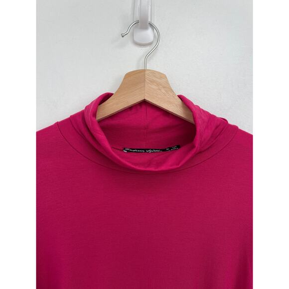 Gudrun Sjoden Lyocell Stretch Jersey Lightweight Colorful Fuchsia Turtleneck XL - Picture 5 of 9